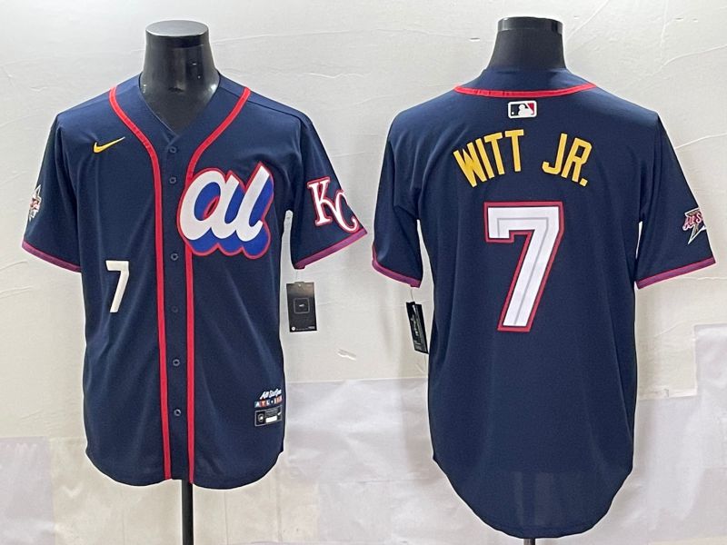 Men 2025 Kansas City Royals #7 Witt jr Drak Blue All star Blank Blue Nike MLB Jersey style 3